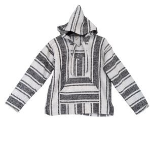 Vtg 90s Molina Mexican Baja Hoodie, Men's M Black & White Pullover Grunge Skater